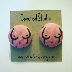 Boob Earrings - Breast Earrings - Handmade NWT